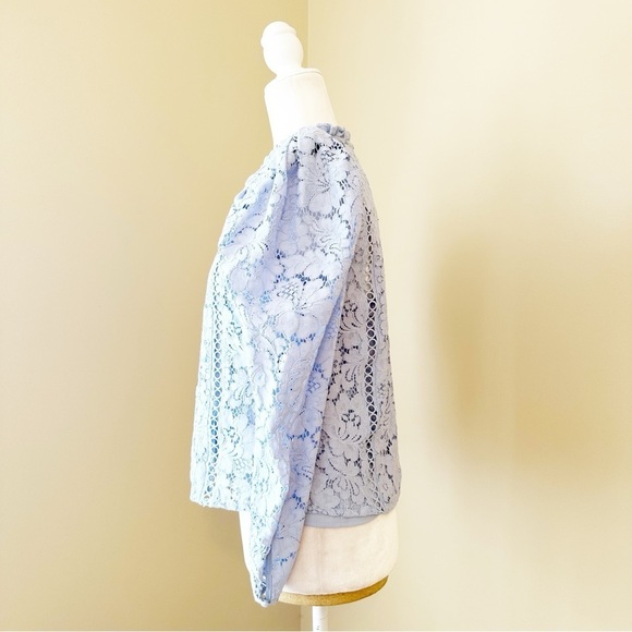 Express Puff Sleeve Lace Pale Blue Top NWT - XS - Picture 3 of 16